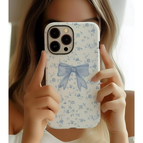 Coquette Bow Floral Cute Soft Pastel Blue Cottagecore Ribbon A929 Protective Case for iPhone 17 16 15 14 13 12 11 Pro Max