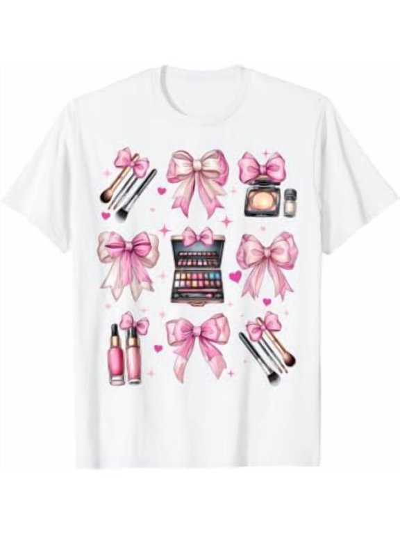 Coquette Bow Makeup Artist MUA Girl Mom Mama Mothers Day T-Shirt