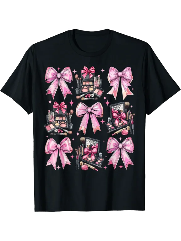 Coquette Bow Makeup Artist MUA Skincare Cosmetologist Girl T-Shirt