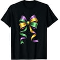 thumbnail image 1 of Coquette Bow Mardi Gras New Orleans Fat Tuesday Graphic Crew Neck Short Sleeve T-Shirts (Men's, Women's), 1 of 4