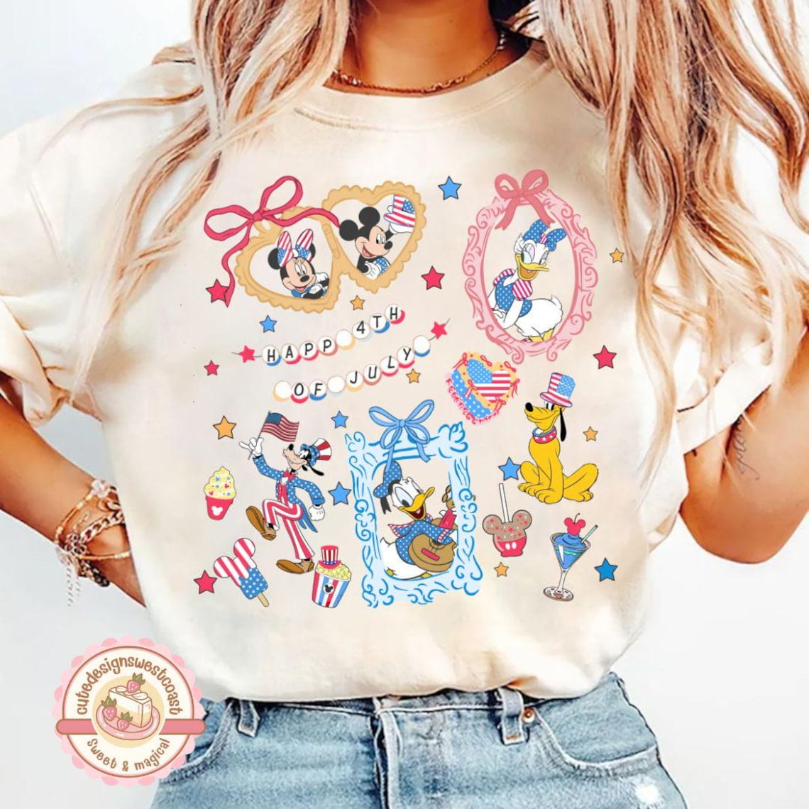 Coquette Bow Mickey And Friends Disney Castle Happy 4th of July Shirts ...