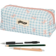 Coquette Bow Pencil Pouch, Cute Pink Bow Checkered Pencil Case, Soft Quilted Pen Bag for Women Office(No Pen)