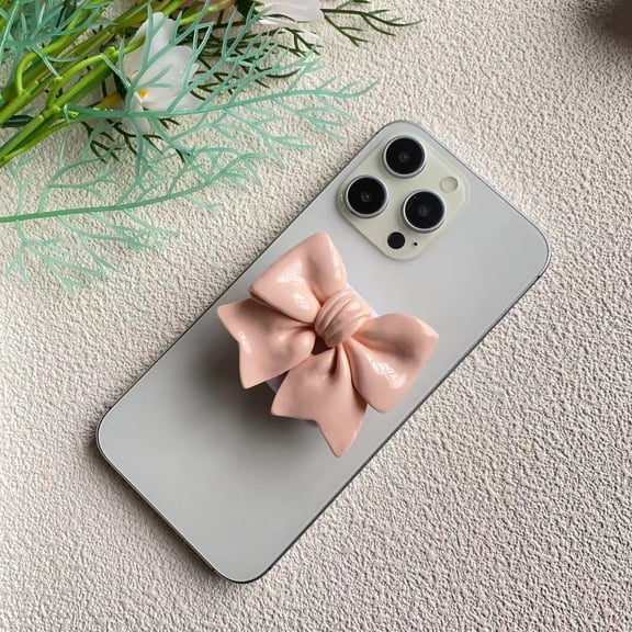 Coquette Bow Phone Grip Stand with Mirror, 3-in-1 Adhesive Telescopic Back Grip for iPhone, Samsung and Most Smartphones, Kawaii Kickstand Holder