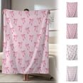 thumbnail image 1 of Coquette Bow Print Fleece Throw Blanket 39.3 x 27.5 Inch, Soft Breathable Pink Bow Decorative Blanket for Sofa Bed and Office, 1 of 7
