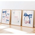 Coquette Bow Prints, Navy Cherry Ribbon Wall Art - Walmart.com