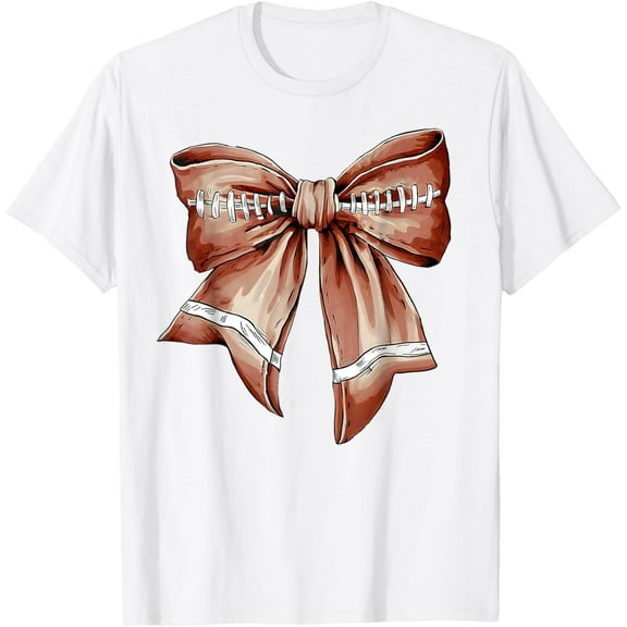 Coquette Bow Pumpkin American Football Thanksgiving Autumn T-ShirtMen's and women's pure cotton short-sleeved shirts