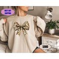 thumbnail image 1 of Coquette Bow Shirt Leopard Print Bow Sweatshirt, Coquette Aesthetic Bow Sweater, Fall Hoodie, Trendy Aesthetic Cute Coquette Crewneck, Full size S-5XL, 1 of 5