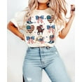 thumbnail image 1 of Coquette Bow T-shirt, Patriotic Flag Ribbon, Preppy USA Style, 4th of July, Cute America Girl Shirt, Red White Blue Tee, 1 of 5
