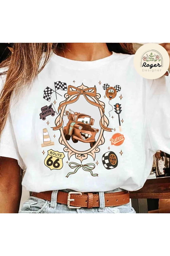 Coquette Bows Disney Cars Lightning Mcqueen Tow Mater Doc Hudson Girls Trip T-Shirt All Size S-5XL