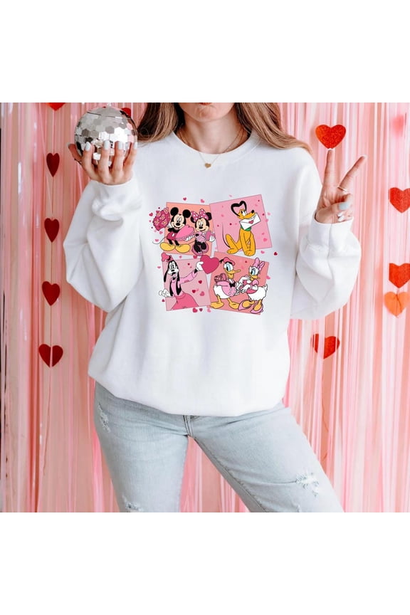 Coquette Bows Mickey And Friends Disney Valentine Happy Day Sweatshirt All size S-3XL