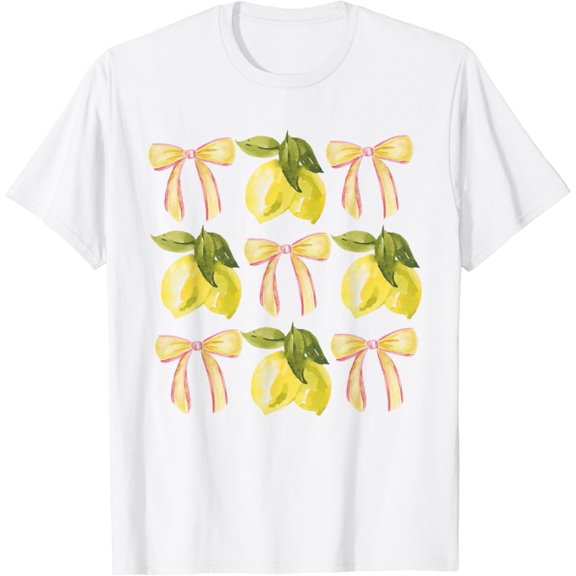 Coquette Bows Summer Cute Lemon Tropical Fruits Girl Women T-Shirt100% pure cotton white short-sleeved T-shirts for men and women