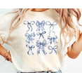 thumbnail image 1 of Coquette Bows T-Shirt, Blue Bow Shirt, Floral Blu Bow Shirt, Ribbon Shirt, Blue Ribbon Shirt, 1 of 4