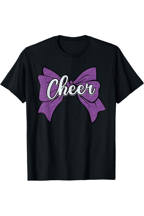 Coquette Cheer Bow Purple Sport Cheerleader Cheerleading T-Shirt , Vintage T-Shirt