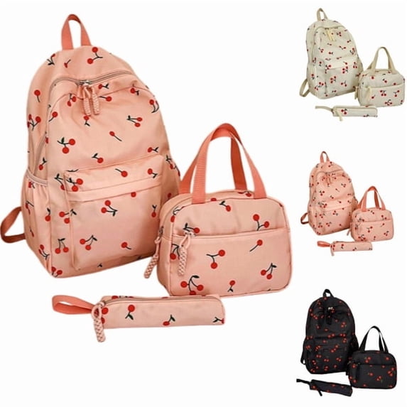 Coquette Cherry Backpack - Cute Kawaii Backpack 3PC Set Aesthetic Daypack Cute Rucksack,Pink