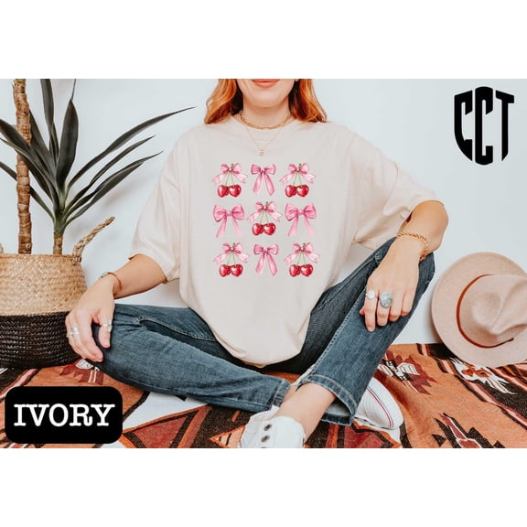 Coquette Cherry and Bow Shirt,Cherry Sweatshirt,Cherry Coquette Shirt,Cherry Lovers Tee,Women's Shirt Gift,Soft Girl Era Shirt,Cherry Heart TSHIRT All Size S-5XL