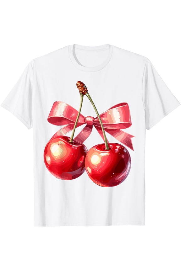 Coquette Cherry and Bow Kawaii Cherry Aesthetic Trendy T-Shirt