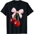 thumbnail image 1 of Coquette Cherry and Bows Kawaii Cherry Aesthetic Trendy T-Shirt, 1 of 5