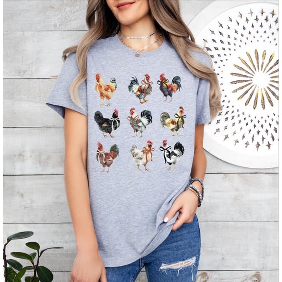 Coquette Chickens Shirt, Cute Chicken Lady Gifts,Chickens Bows Shirt,Chicken Mama Mothers Day,Girly Chickens Tee,Chicken Lover Gift Sweatshirt All Size S-5XL