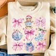 thumbnail image 1 of Coquette Chinoiserie Christmas Sweater, Blue Toile Floral Pastel Preppy Grandmillennial Holiday Sweatshirt, 1 of 5
