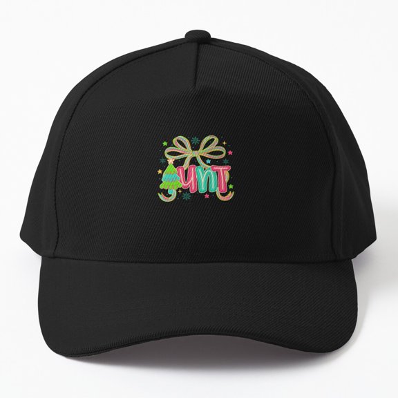 Coquette Christmas Aunt Baseball Cap, Holiday Family Bow Aesthetic Graphic Design, Classic Hat