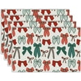 thumbnail image 1 of Coquette Christmas Bows Ribbons Placemats - Xmas Table Mats for Kitchen Dining Room Winter Holiday Party Decoration - Washable 12x18 Inch, 1 of 6