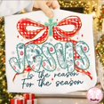 thumbnail image 1 of Coquette Christmas Jesus Shirt, Preppy F.loral Bow Sweatshirt, Red Plaid Checkered Shirt, 1 of 5