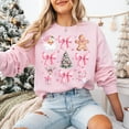 thumbnail image 1 of Coquette Christmas Sweatshirt, Pretty Pink Bows, Santas and Gingerbread Sweatshirt, Festive Holiday Crewneck, Soft Girl Christmas Sweatshirt, Pink Christmas Shirt, Gift For Her, Holiday Shirts, 1 of 3