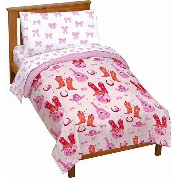 Coquette Cowgirl 4 Piece Crib/Toddler Size Comforter Set - Trendy Girly Bedding