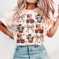 thumbnail image 1 of Coquette Cowgirl Christmas T-Shirt – Highland Cow Western Holiday Tee with Funny Style and Festive Country Charm, 1 of 5