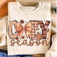 thumbnail image 1 of Coquette Cozy Season Fall Sweatshirt, Thankful Autumn Bow Pullover, Retro Fall Doodle Thanksgiving Vibes Sweatshirt, 1 of 5
