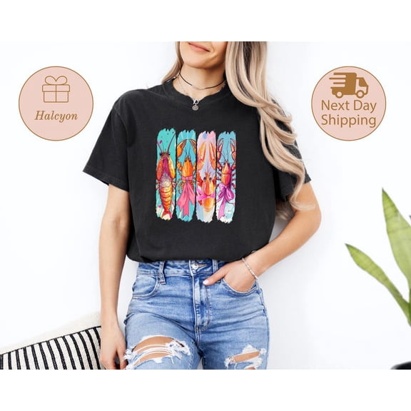 Coquette Crawfish T-Shirt, Crawfish Season Shirt, Preppy Tee, Crawfish , Crawfish Preppy Outfit, Southern Girls Tee