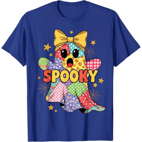 Coquette & Creepy – Patchwork Ghost Tee for Cute Halloween Vibes