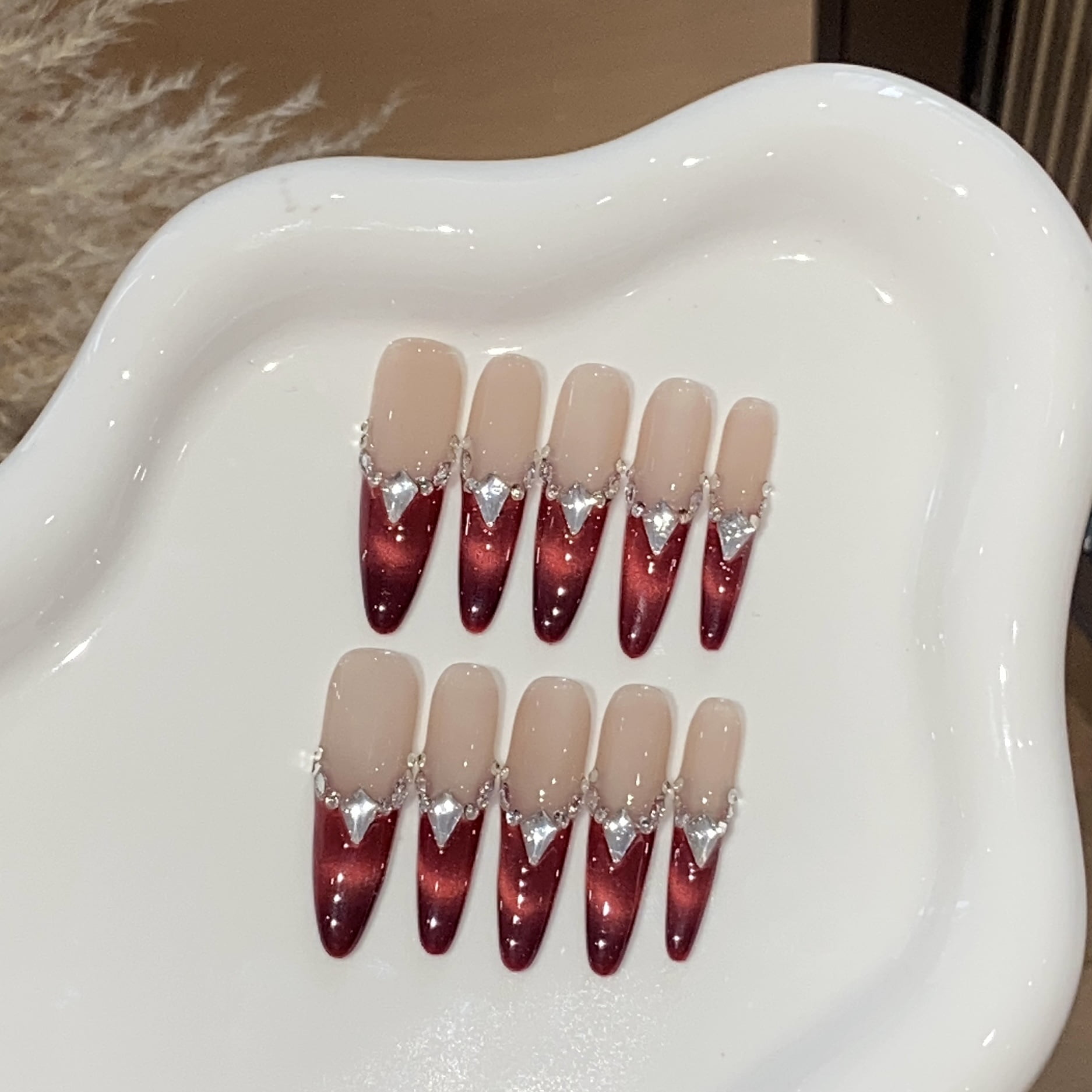 burgundy prom dress nails Tube-Style Strapless Long Prom Dress with Ruching Burgundy / 8