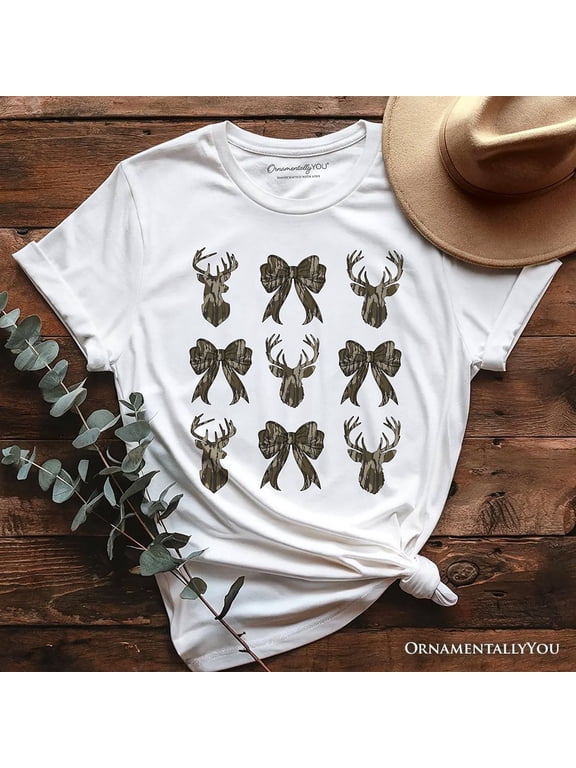 Coquette Deer Hunt T-Shirt, Camo Woodland Hunting Tee