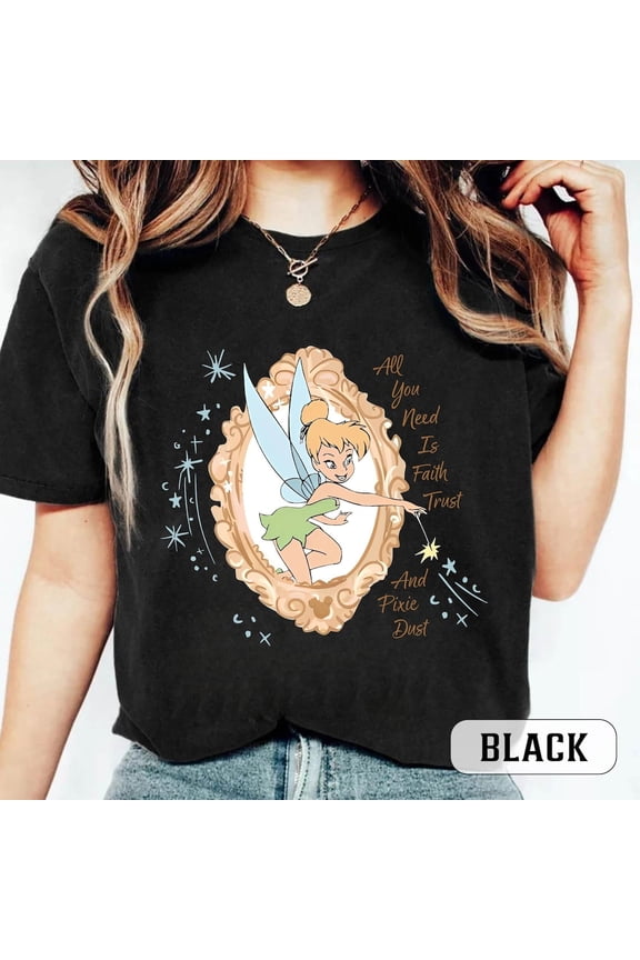 Coquette Disney Tinkerbell Shirt, Disney Princess Tinkerbell Shirt, Tinkerbell 1953 Neverland Shirt, Disney Matching Tee, Magic Kingdom Tee,Black Color,Size XL