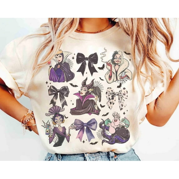 Coquette Disney Villains Retro T-Shirt, Disney Evil Friends 2025 Matching, Bad Witch Disney Shirt, Evil Queen Tee, Disney Trip, S-5Xl Shirt