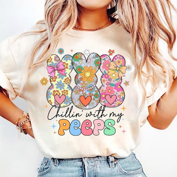 Coquette Easter Bunny Floral Shirt, Easter Bunny Shirt, Retro Easter Tee, Girly Easter Kids Bow Shirt, Spring Floral Bunny Shirt