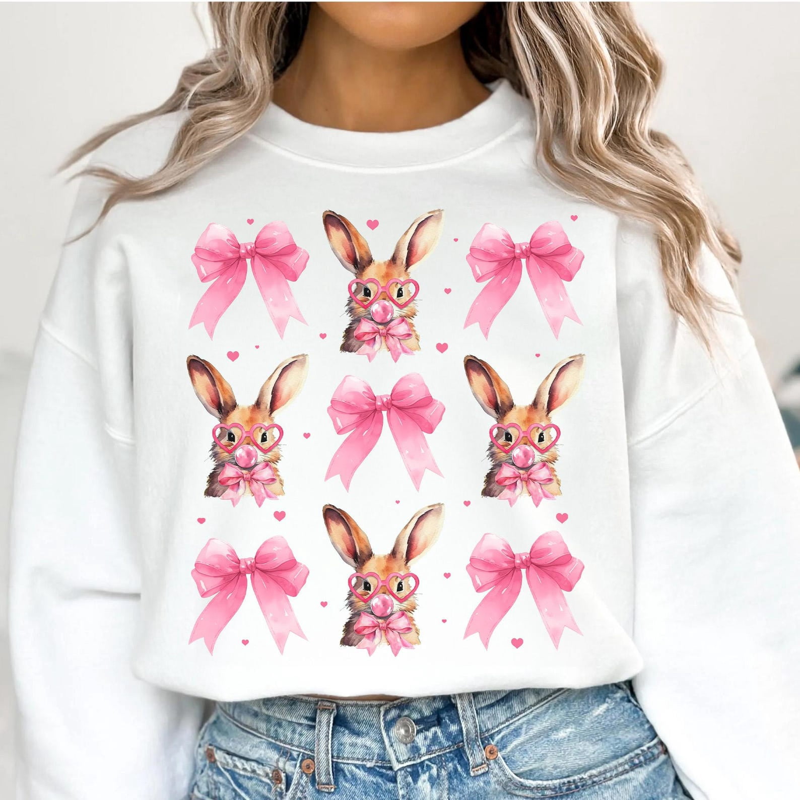 Sweet Wink Bunny Bow Easter Sweatshirt main image 1