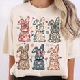 thumbnail image 1 of Coquette Easter Bunny T-Shirt, Cute Preppy Spring Bunny with Pearl Chain and Floral Design, Girly Pastel Aesthetic Tee for Women or Teens, 1 of 5