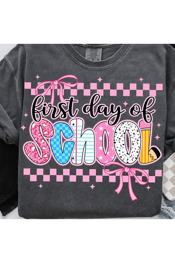 Coquette First Day of School Shirt, Preppy Back to School Shirt for Teachers and Students, Cute Pink Bow School Shirt for Pre-K to 5th Grade