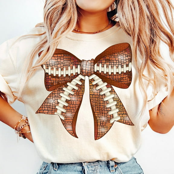 Coquette Football Shirt, Football Bow Disco Ball Shirt, Football Mom Shirt, Game Day, Fall Football Shirt, Football Season Shirt, Sports, Shirt Design