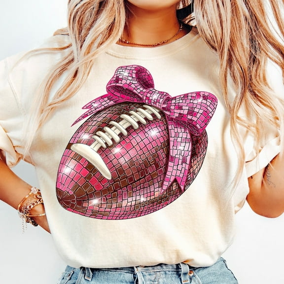 Coquette Football Shirt, Football Bow Disco Ball Shirt, Football Mom Shirt, Game Day, Fall Football Shirt, Football Season Shirt, Sports, Shirt Design