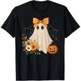 thumbnail image 1 of Coquette Ghost Halloween Flower Ghost Spooky Lace Ghost T-Shirt, 1 of 6