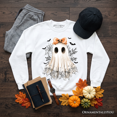 thumbnail image 1 of Coquette Ghost Sweatshirt, Cute Halloween Sweater for Girly Ghouls, 1 of 9