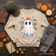 thumbnail image 1 of Coquette Ghost Sweatshirt, Cute Halloween Sweater for Girly Ghouls, 1 of 9