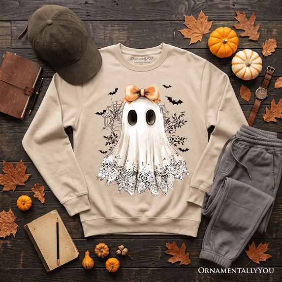 Coquette Ghost Sweatshirt, Cute Halloween Sweater for Girly Ghouls