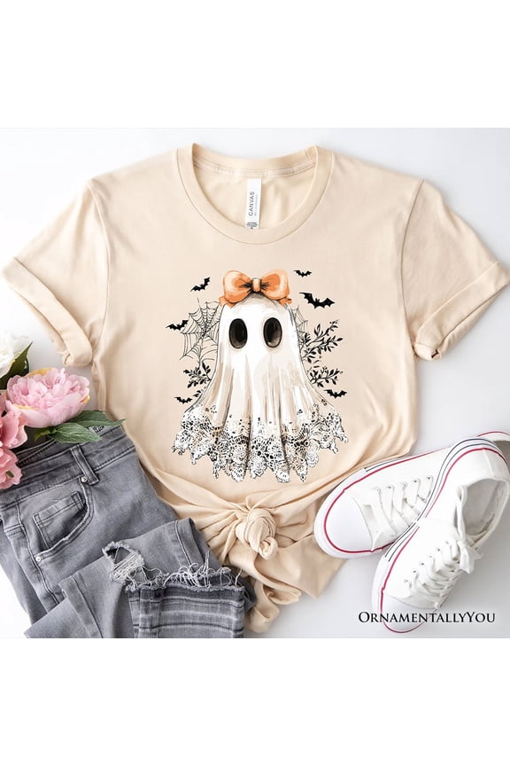 Coquette Ghost T-Shirt, Cute Halloween Tee for Girly Ghouls