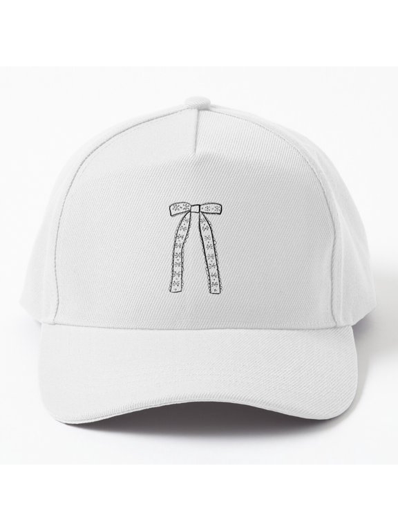 Coquette Girly Bow Baseball Hat, Crochet Lace Eyelet Ribbon Graphic Design, Classic Cap