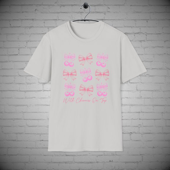 Coquette Girly Pink Bows and Cherry T-shirt