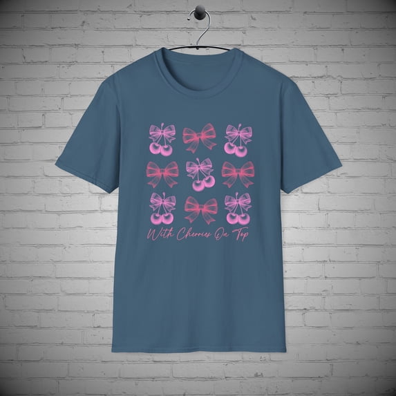 Coquette Girly Pink Bows and Cherry T-shirt